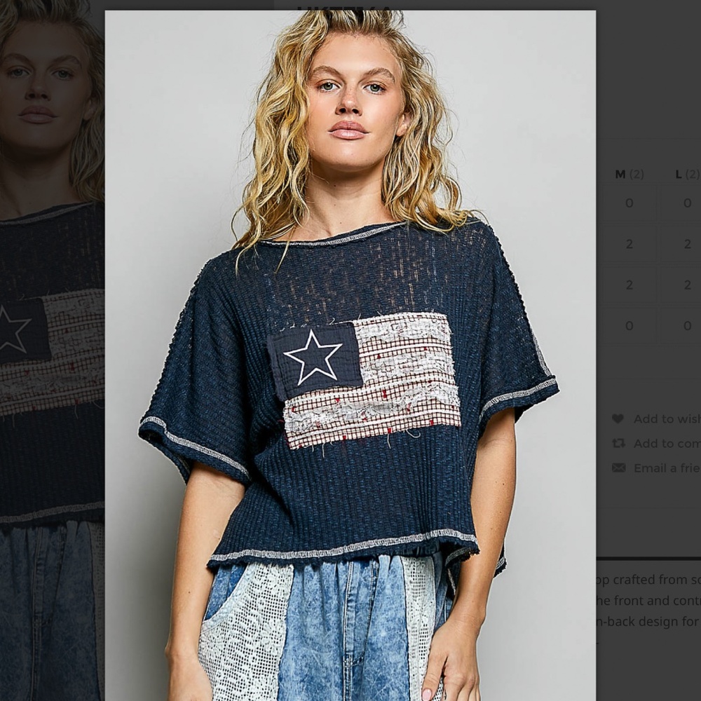 🎉 POL “ PRESLEY 2 “ POL SHORT SLEEVE TOP WITH PATCHWORK DETAIL AND OPEN BACK 42 - Picture 6 of 6